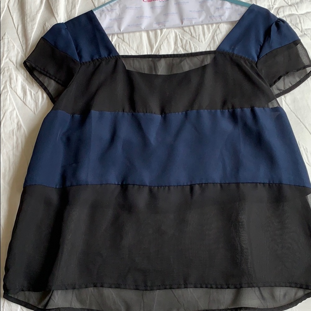 Black and blue striped top